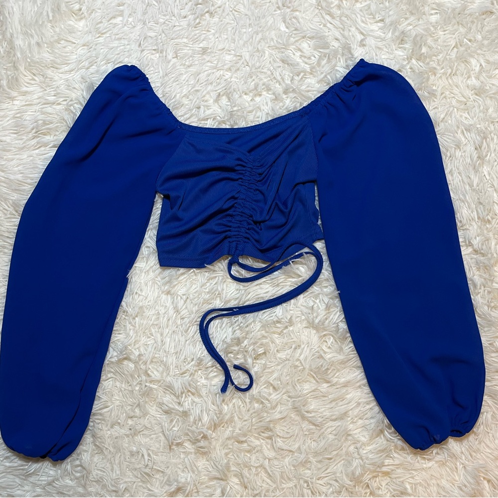 K42 Elegant Blue Off-Shoulder Women's Top